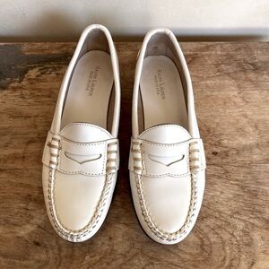 RALPH LAUREN Vtg White Leather Loafer Woman’s 7.5B Bench Made Maine USA RARE